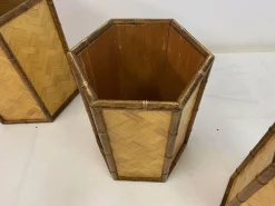 Rattan und Bambus Übertöpfe, 1970er, 3er Set