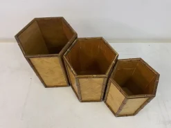 Rattan und Bambus Übertöpfe, 1970er, 3er Set