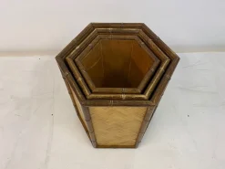 Rattan und Bambus Übertöpfe, 1970er, 3er Set