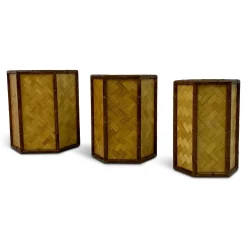 Rattan und Bambus Übertöpfe, 1970er, 3er Set