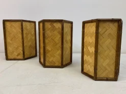 Rattan und Bambus Übertöpfe, 1970er, 3er Set