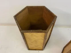Rattan und Bambus Übertöpfe, 1970er, 3er Set