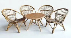 Rattan Wohnzimmer Set, 1960er, 5 . Set