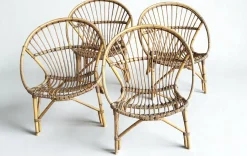 Rattan Wohnzimmer Set, 1960er, 5 . Set
