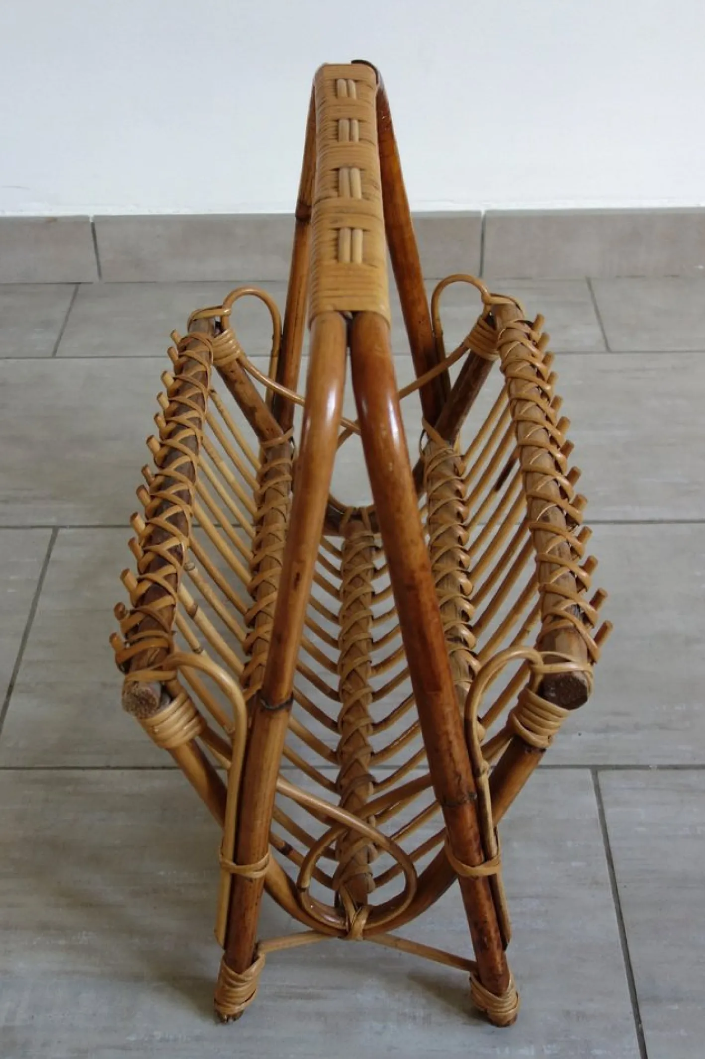 Rattan Zeitschriftenständer, 1960er