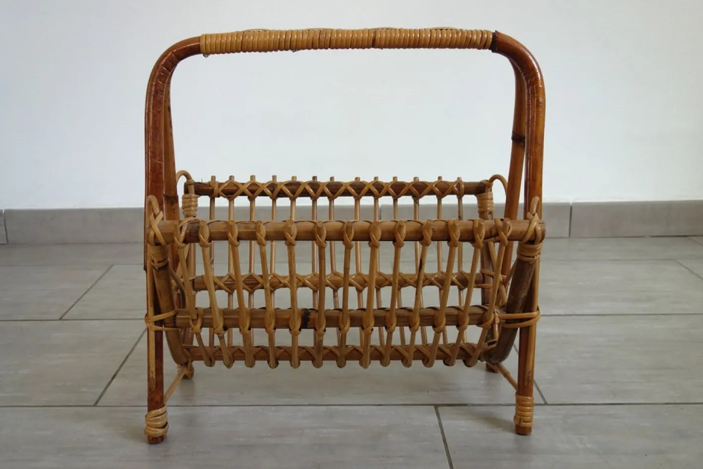 Rattan Zeitschriftenständer, 1960er