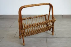 Rattan Zeitschriftenständer, 1960er