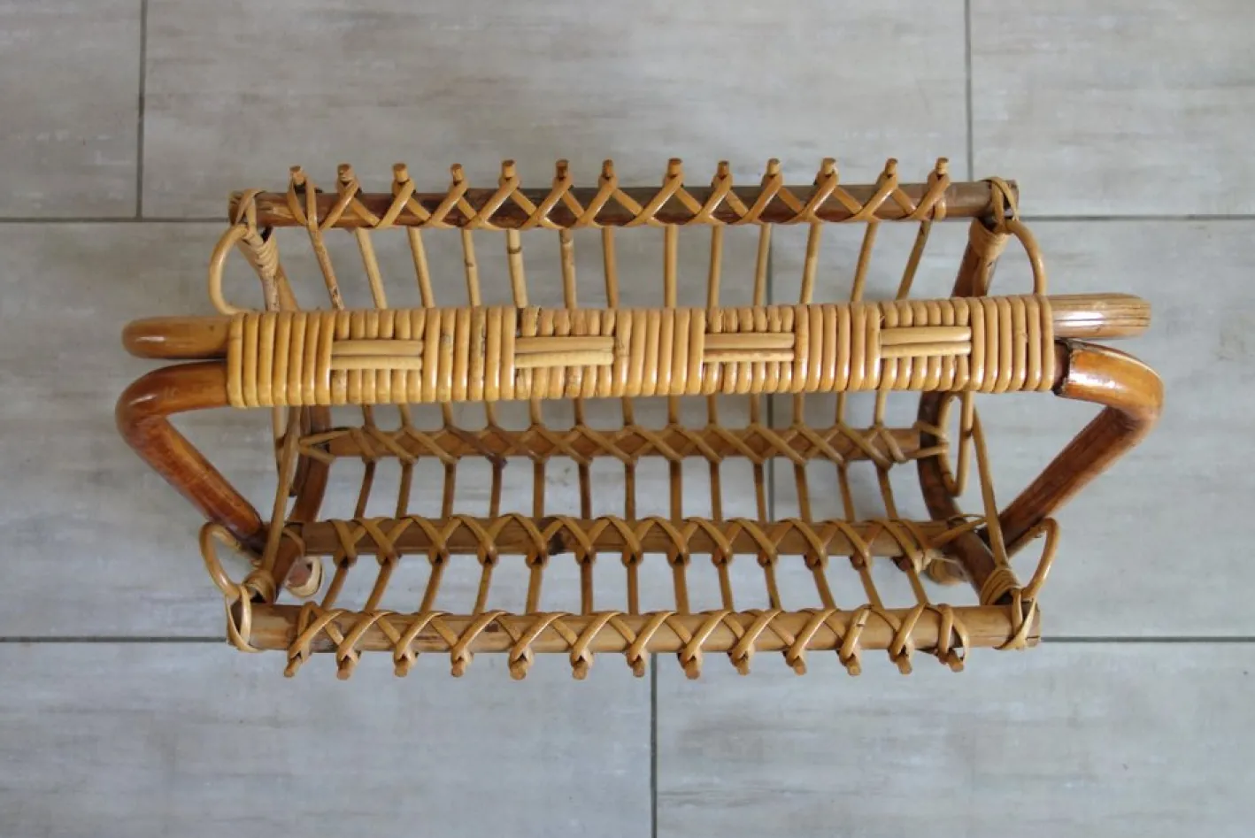 Rattan Zeitschriftenständer, 1960er