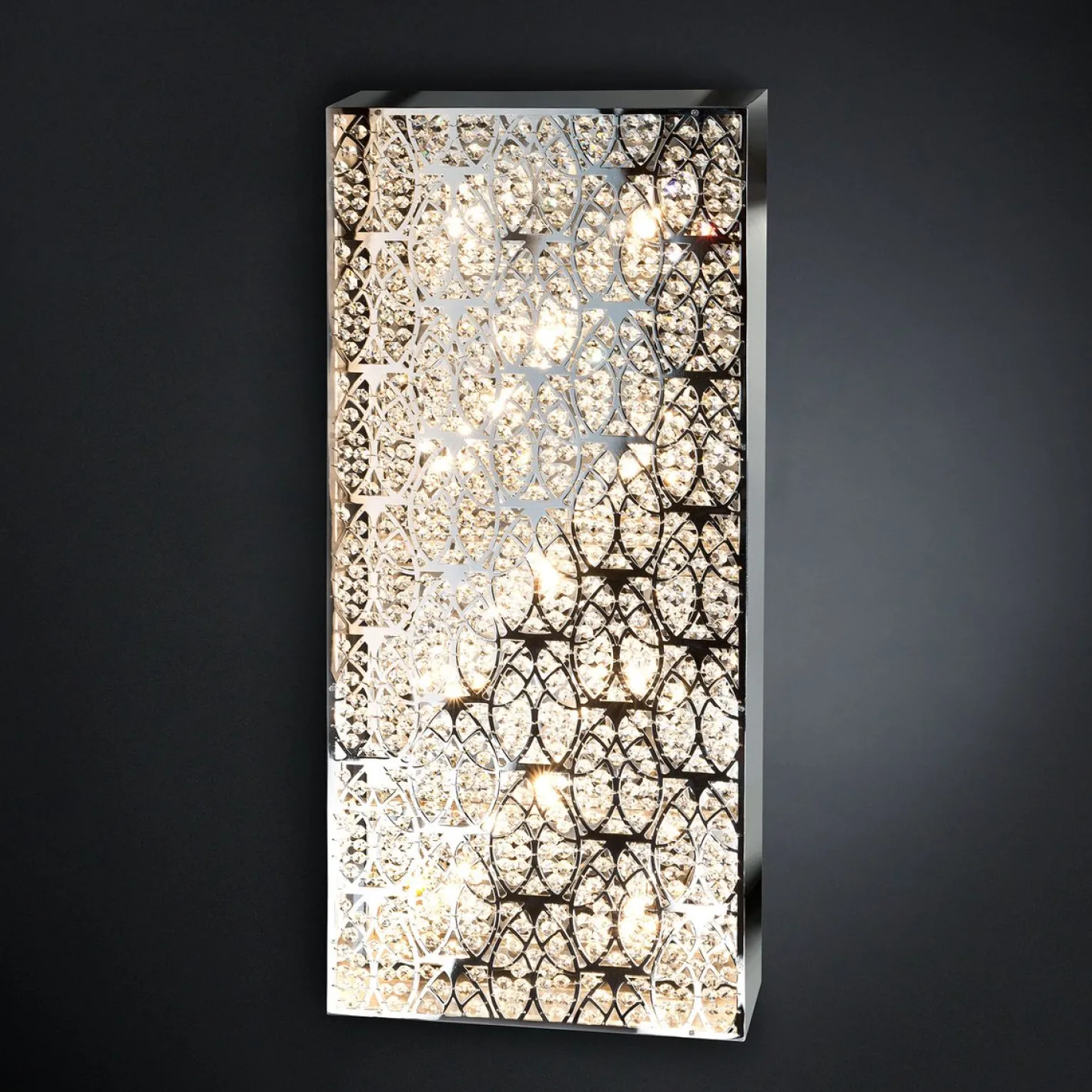 Rechteckige Domino Lampe aus Stahl & Kristallglas 170 70 Da Parete von Vgnewtrend