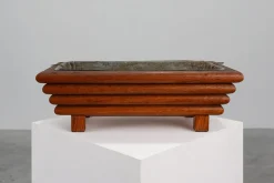 Rechteckiger Art Deco Übertopf aus Holz, Frankreich, 1920