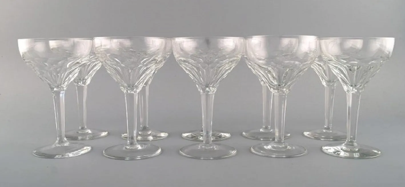 Red Wine Glasses in Clear Crystal Glass from Val St. Lambert, Belgium, Set of 10