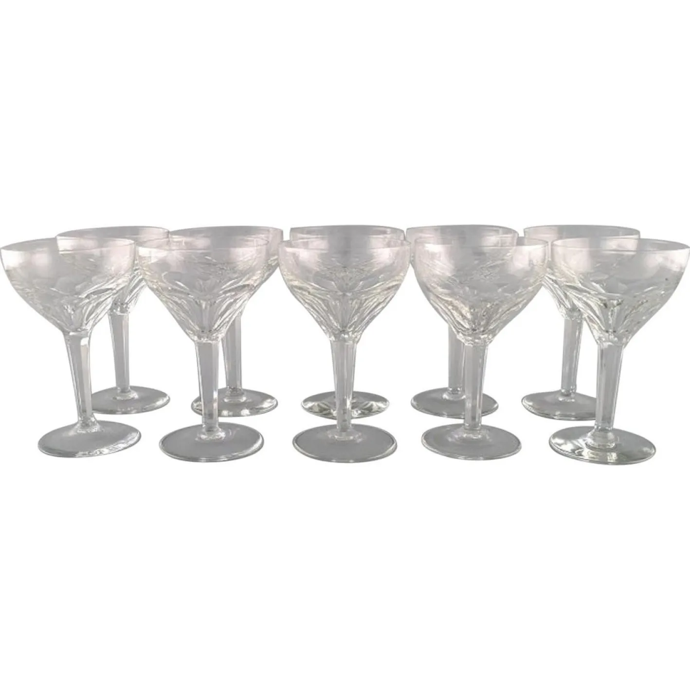 Red Wine Glasses in Clear Crystal Glass from Val St. Lambert, Belgium, Set of 10