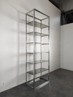 Regal aus Chrom & Rauchglas von Roche Bobois