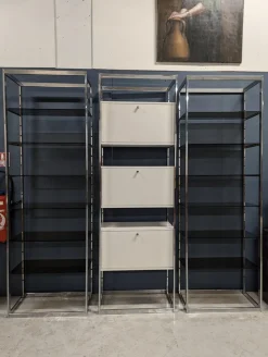 Regal aus Chrom & Rauchglas von Roche Bobois