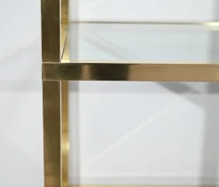 Regal aus Messing & Glas im Stil von Pierre Vandel, 1970er