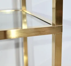 Regal aus Messing & Glas im Stil von Pierre Vandel, 1970er