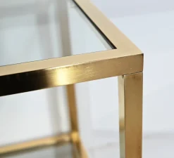 Regal aus Messing & Glas im Stil von Pierre Vandel, 1970er