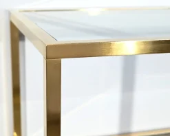 Regal aus Messing & Glas im Stil von Pierre Vandel, 1970er