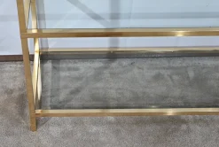 Regal aus Messing & Glas im Stil von Pierre Vandel, 1970er