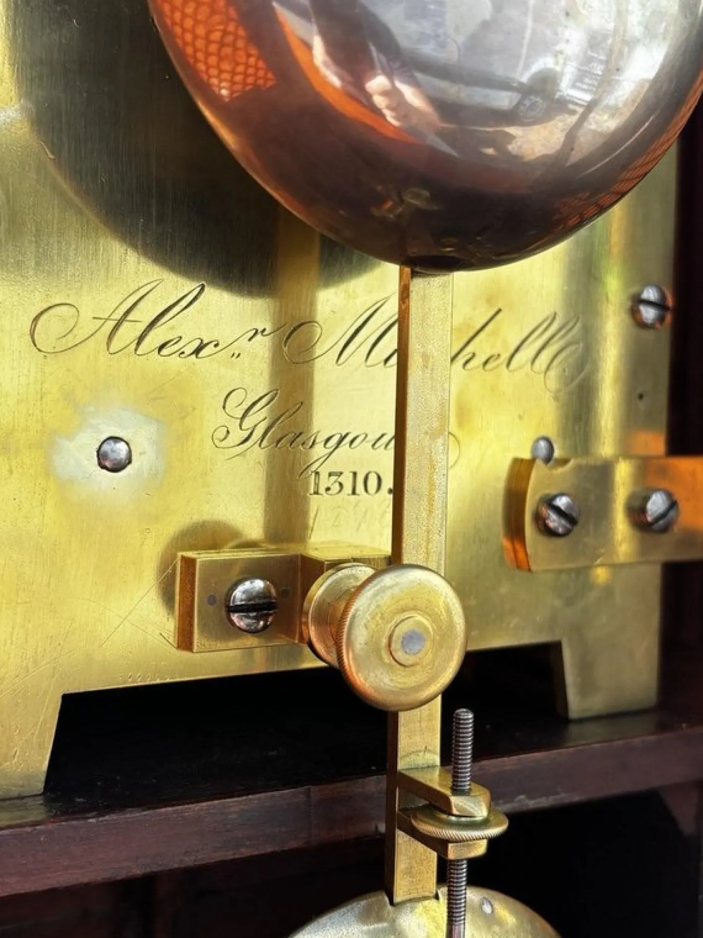 Regency Fusee Stockuhr aus Mahagoni von Alex Mitchell of Glasgow, 1820