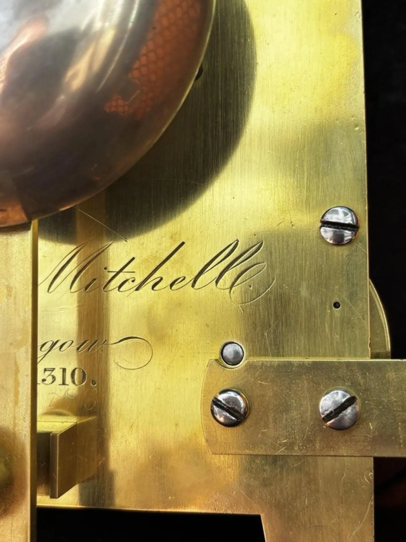 Regency Fusee Stockuhr aus Mahagoni von Alex Mitchell of Glasgow, 1820