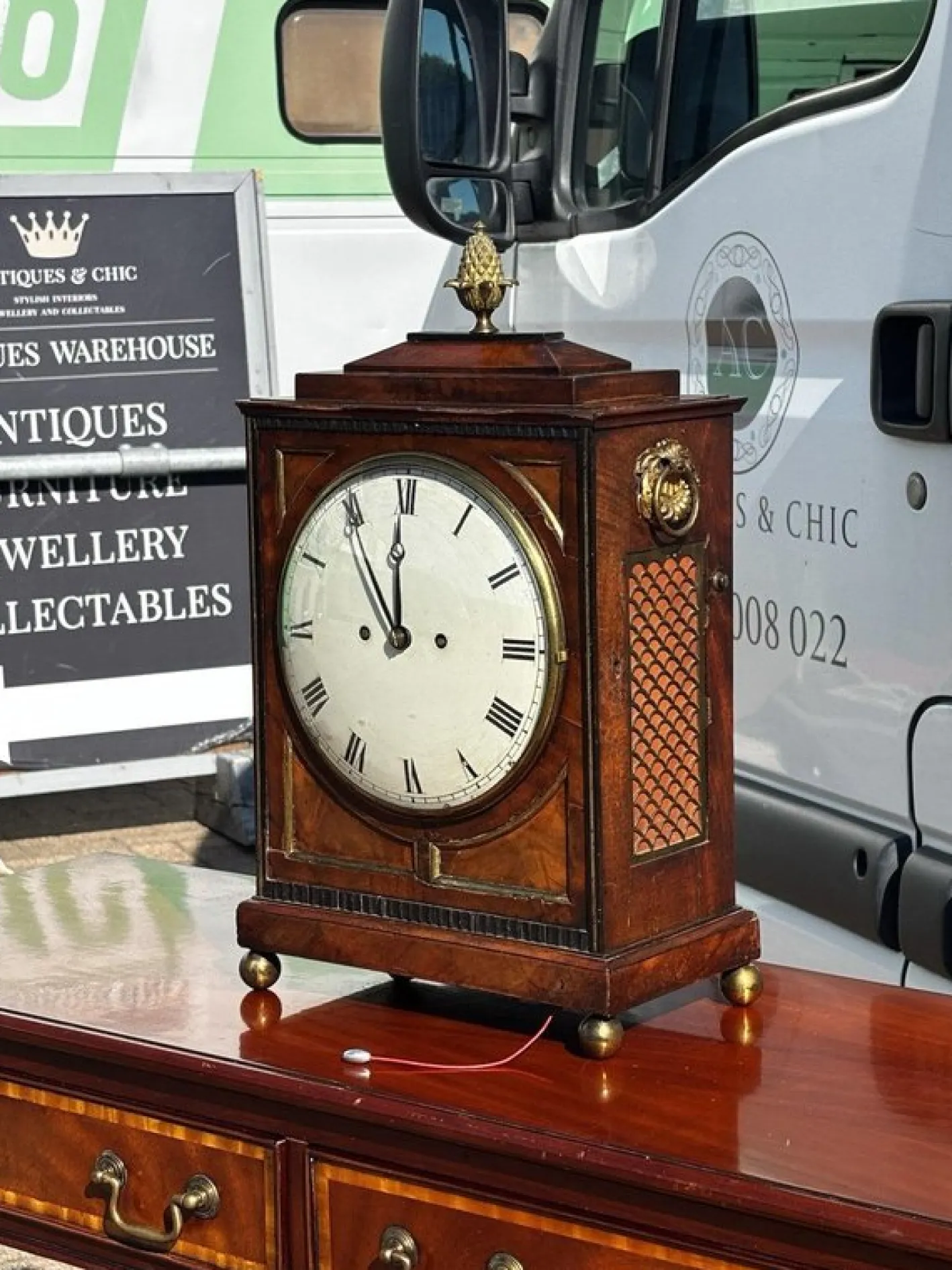 Regency Fusee Stockuhr aus Mahagoni von Alex Mitchell of Glasgow, 1820