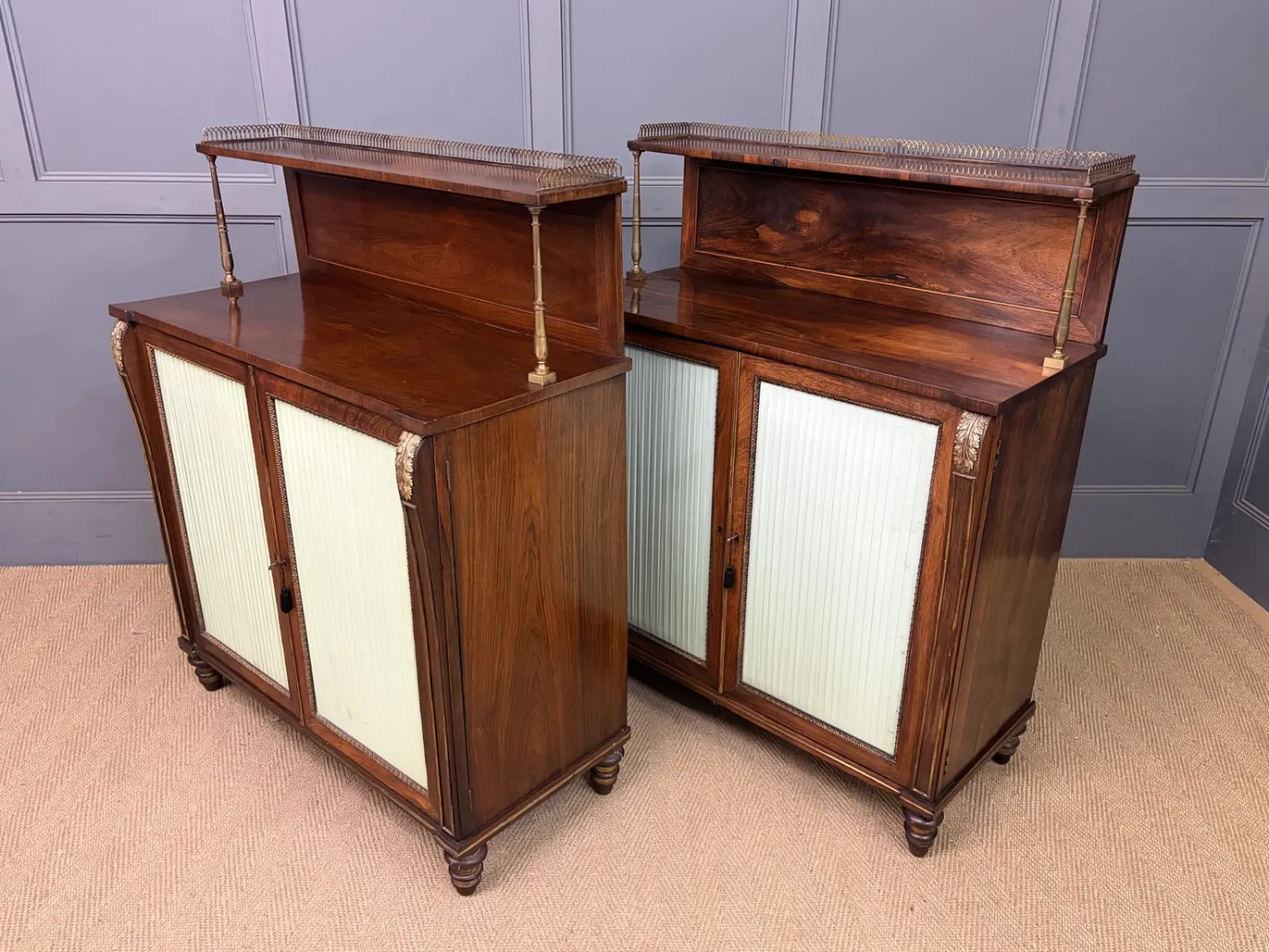 Regency Palisander Nachtschränke, 1810, 2er Set