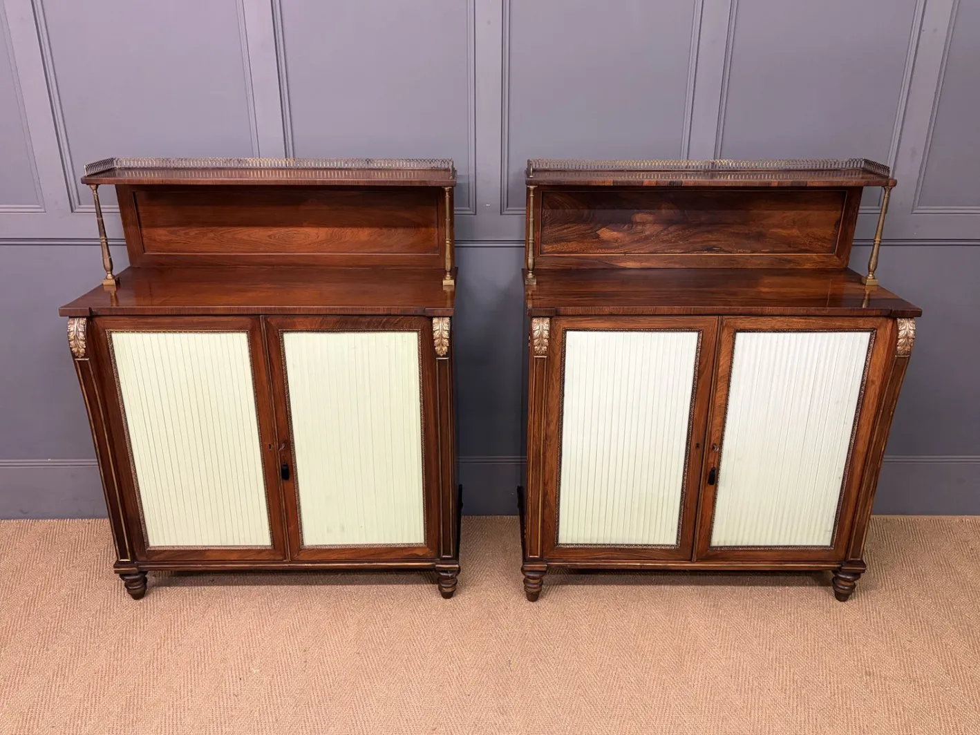 Regency Palisander Nachtschränke, 1810, 2er Set