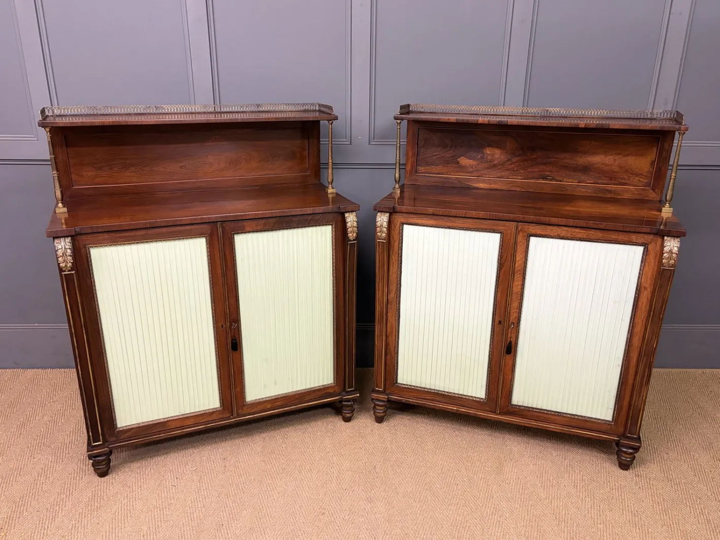 Regency Palisander Nachtschränke, 1810, 2er Set
