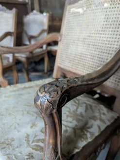Regency Wohnzimmergarnitur aus Nussholz mit Flechtung