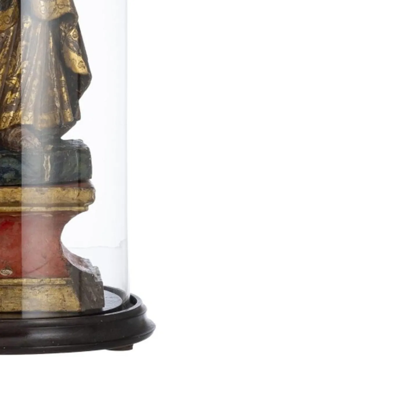 Religiöses Kunstwerk aus Holz mit Glas & Silber Details, 18. Jh