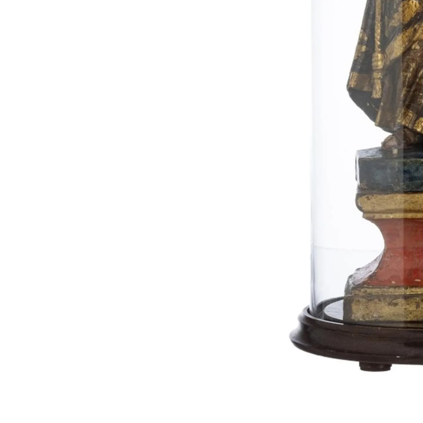 Religiöses Kunstwerk aus Holz mit Glas & Silber Details, 18. Jh