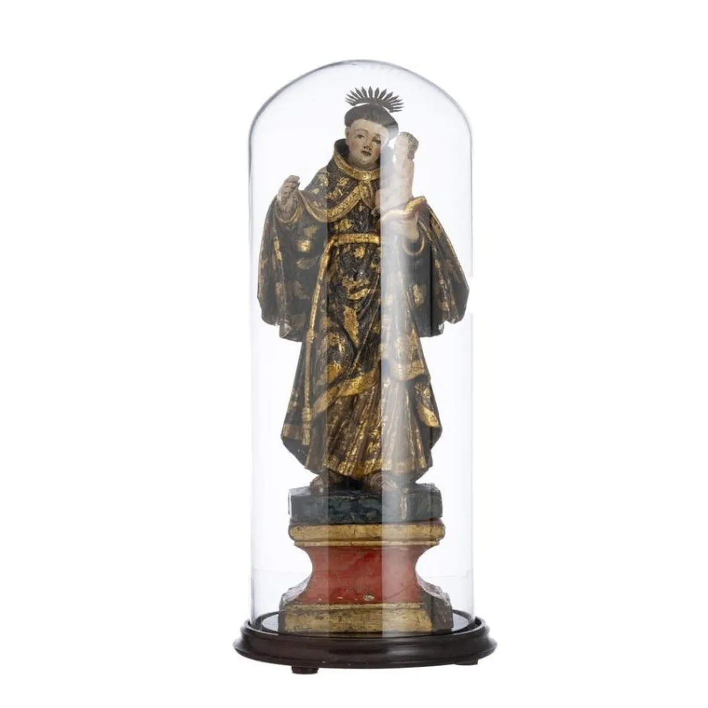 Religiöses Kunstwerk aus Holz mit Glas & Silber Details, 18. Jh
