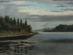 René Martin, Seenlandschaft, 1903, Öl auf Karton, gerahmt