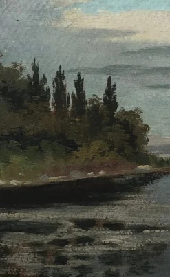 René Martin, Seenlandschaft, 1903, Öl auf Karton, gerahmt