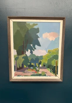 Richard Björklund, Garten, 1960er, Öl auf Leinwand, gerahmt