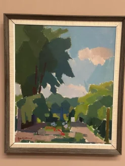Richard Björklund, Garten, 1960er, Öl auf Leinwand, gerahmt