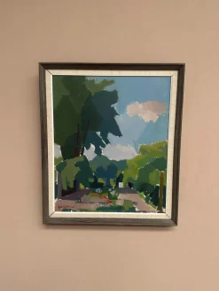 Richard Björklund, Garten, 1960er, Öl auf Leinwand, gerahmt