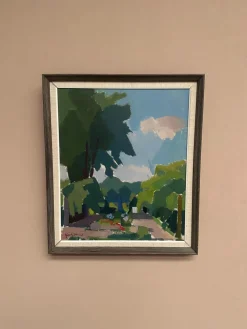 Richard Björklund, Garten, 1960er, Öl auf Leinwand, gerahmt
