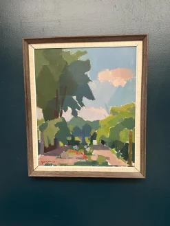 Richard Björklund, Garten, 1960er, Öl auf Leinwand, gerahmt
