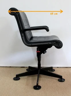 Richard Sapper zugeschriebene Leder Bürostühle für Knoll Inc. / Knoll International, 1979, 2er Set