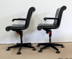 Richard Sapper zugeschriebene Leder Bürostühle für Knoll Inc. / Knoll International, 1979, 2er Set