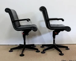 Richard Sapper zugeschriebene Leder Bürostühle für Knoll Inc. / Knoll International, 1979, 2er Set