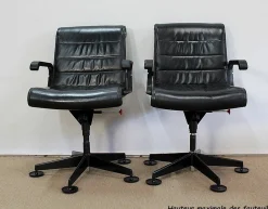 Richard Sapper zugeschriebene Leder Bürostühle für Knoll Inc. / Knoll International, 1979, 2er Set