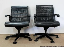 Richard Sapper zugeschriebene Leder Bürostühle für Knoll Inc. / Knoll International, 1979, 2er Set