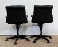 Richard Sapper zugeschriebene Leder Bürostühle für Knoll Inc. / Knoll International, 1979, 2er Set