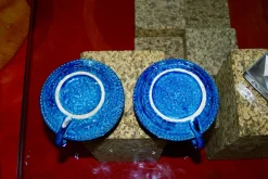 Rimini Blue Keramik Kerzenhalter von Aldo Londi für Bitossi, Italy, 1960, 2er Set