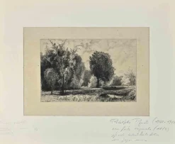 Rodolphe Piguet, Landschaft, Original Radierung, 1875