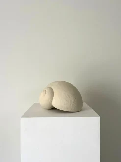 Roger Denton, Große handgeschnitzte Muschelskulptur, 2000er, Kalkstein