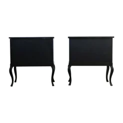 Rokoko Nachttische mit Modern Flat Black Finish, 2er Set